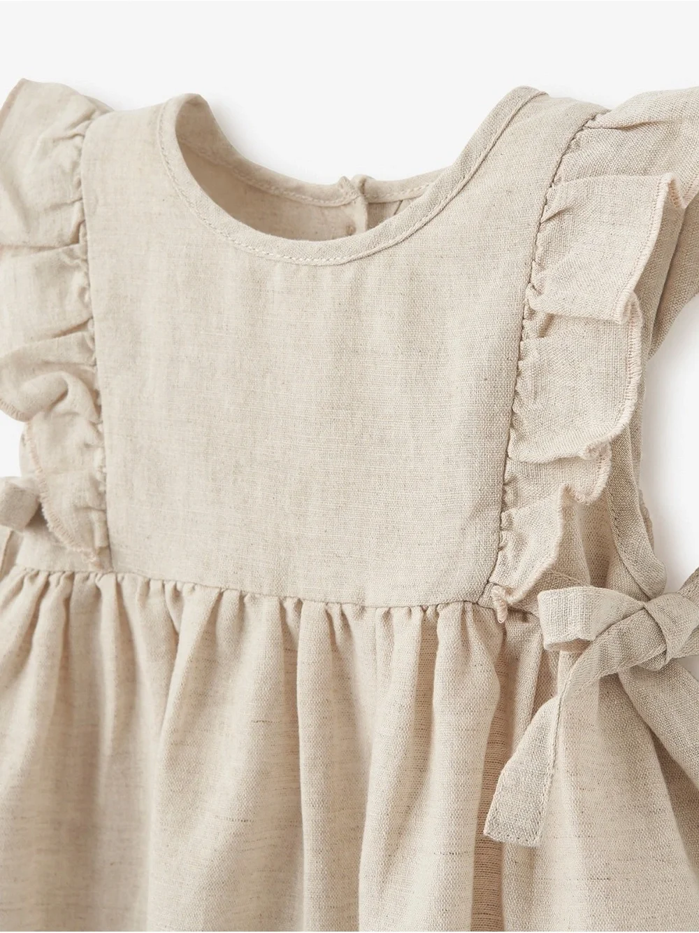 Elegant Baby Natural Linen Floral Embroidered Dress